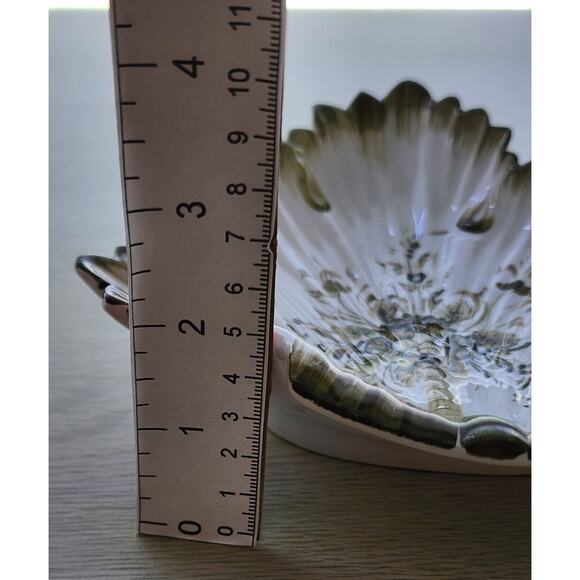 CANDY/TRINKET DISH-Vintage-Hand Painted-Italian-Green White-Palm Tree - Picture 10 of 11